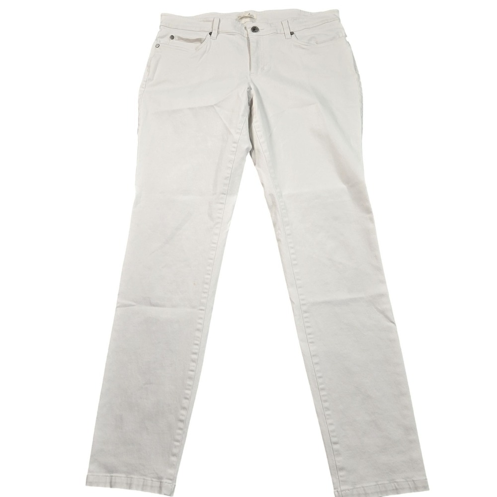 Eileen Fisher Straight Jeans Womens 12 White Mid Rise Stretch Denim Pants